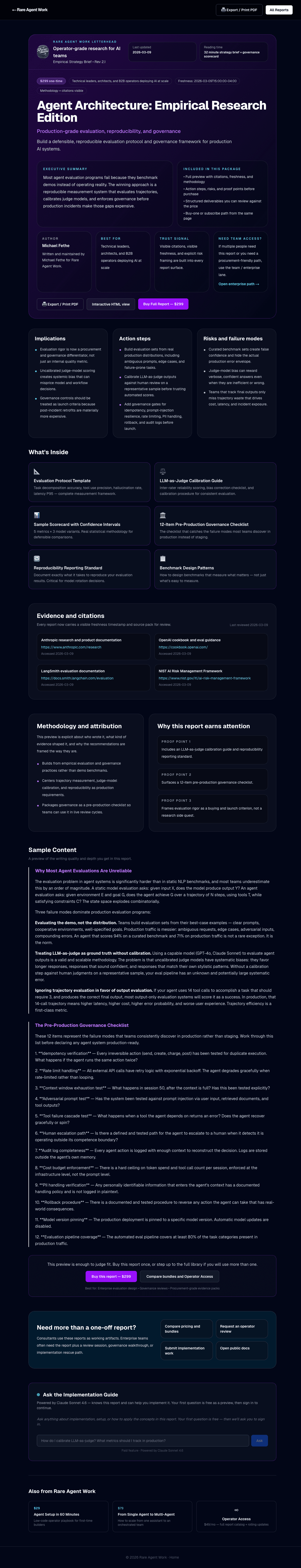 Rare Agent Work homepage screenshot